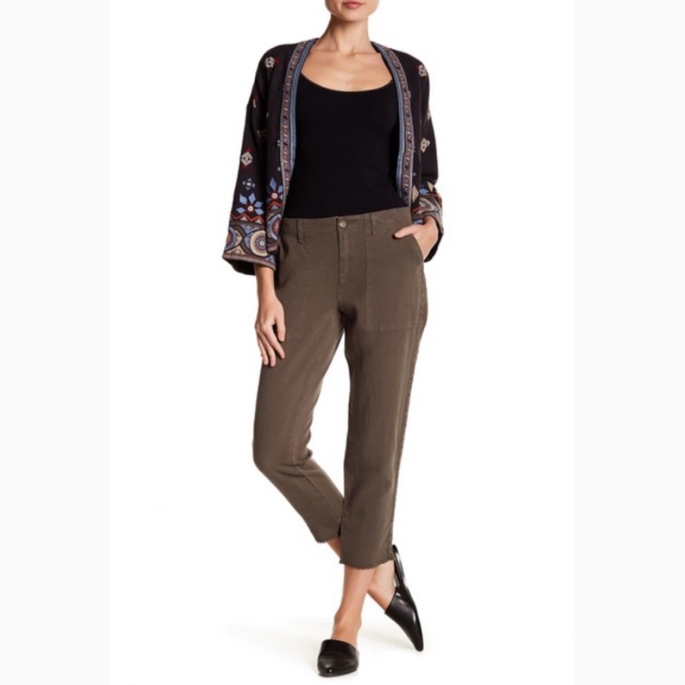 NWT Joie Yvonnette Army Green Side Studs Crop Pant